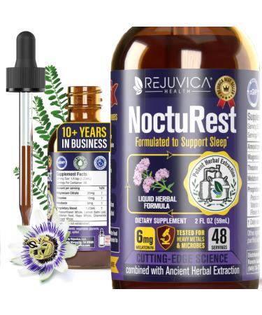 Rejuvica Health NoctuRest Natural Sleep-Aid with Valerian and Melatonin - All-Natural Liquid Formula for 2X Absorption - Magnesium L-Theanine & More