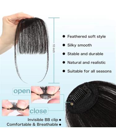 Bangs Hair Clip Clip In Bangs Clip In Hair Extensions Brown Black Air Bangs Fringe with Temples Hairpieces for Women Curved Bangs Bangs Clip in Hair(Color:Q32-Black-brown) 12INCHES Q32-Black-brown - Buy Online on GoSupps.com