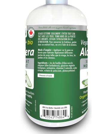 475ml (16oz) ORGANIC Aloe Vera Vegan + Soothing Moisturizer 99% PURE Cold Pressed Made in Canada 475 ml (Pack of 1) - Buy Online on GoSupps.com