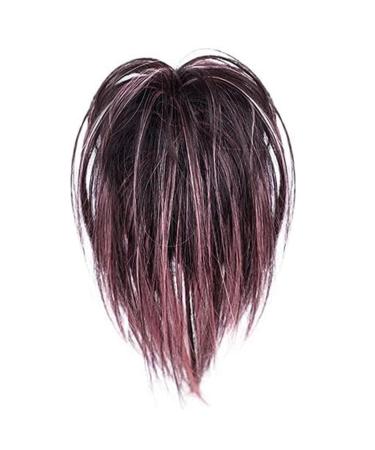Clip On Ponytail Extensions 12Inch Hair Extensions Ponytail For Women Synthetic Short Hair Bun Ponytail Straight Fashion Claw Clip Open Hair Pieces For Women Girls(Black&Pink)