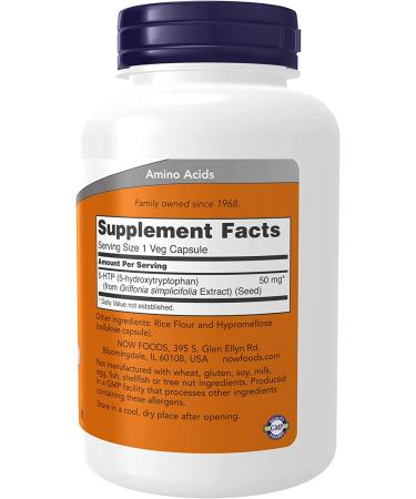 Now Foods 5-HTP 50 mg - 180 Veg Capsules | Mood Support Supplement - Buy Online on GoSupps.com