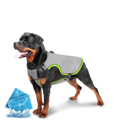 Cool vest dog with 2 gel ice bag dog cooling vest reflective and breathable cooling jacket cooling jacket for large dog cooling collar cooling sun protection summer gray xxl