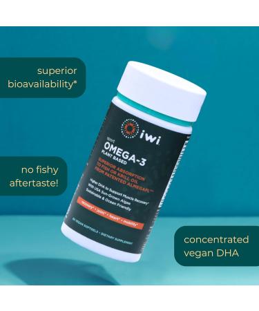 Iwi Omega-3 Sport 60 Softgels (30 Servings) Plant-Based Vegan Algae Omega 3 with DHA Exercise Recovery Support Dietary Supplement Krill & Fish Oil Alternative No Fishy Aftertaste - Buy Online on GoSupps.com