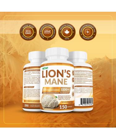 Lion s Mane Brain Mushroom Supplement (150 count) - 30% Polysaccharides with Immunomodulating Properties. Source of Antioxidants. Protects cells against free radicals. - Buy Online on GoSupps.com
