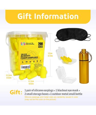 200Pcs Soft Foam Ear Plugs - Noise Cancelling Slow Rebound Disposable Earplugs for Sleeping Snoring Shooting & Study - Yellow - Buy Online on GoSupps.com