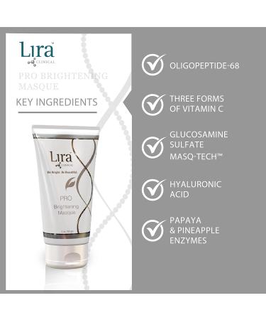 Lira Clinical PRO Brightening Masque - Hydrating Vitamin C & Peptide Face Mask for Even Skin Tone Wrinkle Reduction & Moisturization - 2 fl oz - International Shipping - Buy Online on GoSupps.com