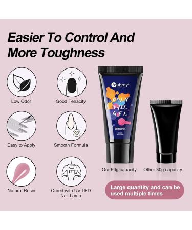 Mobray Poly Nail Gel Jelly Pink Rose 60 ML - Natural Color Acrylic Enhancement Builder for Nail Art - Beginner & Professional Poly Gel Extension - Buy Online on GoSupps.com