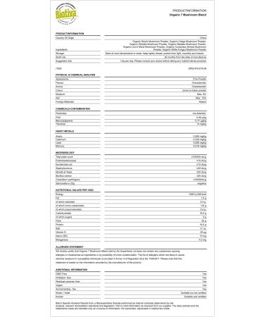 Organic 7 Mushroom Powder 150g Vegan Blend with Cordyceps Shiitake Reishi Chaga Maitake & Lion's Mane for Immune Support & Energy - Buy Online on GoSupps.com