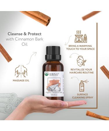 Buy HBNO Organic Cinnamon Bark Essential Oil 1 Oz (30 ml) - Pure & Natural Spice Oil for Aromatherapy & Wellness - International Shipping Available - Buy Online on GoSupps.com