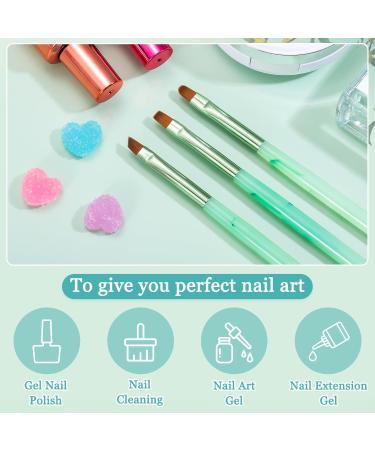 3PCS Nail Clean Up Brushes for OPI - Acetone Resistant Cuticle Cleaning Nail Art Precision Tools in Jade Green - Buy Online on GoSupps.com