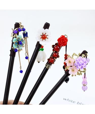 inSowni 8 Pieces Vintage Retro Asian Japanese Chinese Traditional Hanfu Flower Wooden Hair Sticks with Bead Pendants Hair Pins Forks Chopsticks Headpieces for Women Girls Teens Buns Updos - Buy Online on GoSupps.com
