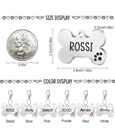 Nibana Dog Tag Personalized Pet ID Tags Custom Dog Name Tags Engraved on Both Sides 4 Lines of Custom Text Paw Print Bone Pet Tag for Dogs Cats (Black) - Buy Online on GoSupps.com