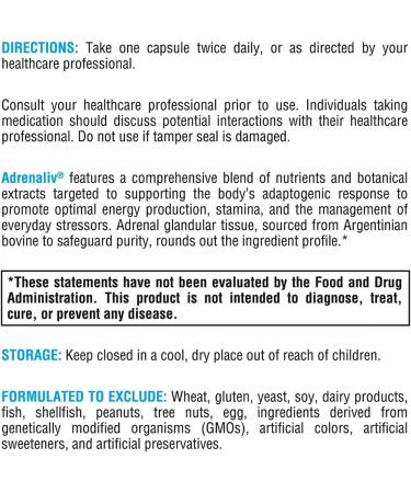 XYMOGEN Adrenaliv - Adrenal Support Supplement to Promote The Body's Response to Stress, Promote Energy and Stamina - Rhodiola Rosea, Eleuthero, Adrenal Complex, Licorice, Vitamin B6 (120 Capsules) 120 Count (Pack of 1) - Buy Online on GoSupps.com