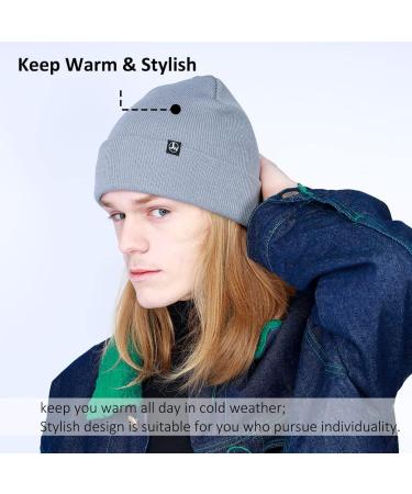 Joywant Knit Beanie Hats for Men and Women - Soft Acrylic Winter Hat - Slouchy Skull Cap - Grey - Buy Online on GoSupps.com