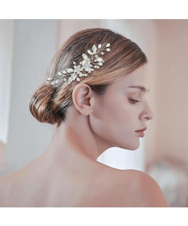 DonLeeving Bride Wedding Hair Vine Silver Bridal Flower Headband Leaf Hair Dress Pearl Hair Accessories for Women and Girls 15cm x4.5cm - Buy Online on GoSupps.com