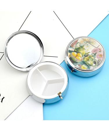 Travel Pill Box Organizer - 3 Compartment Portable Medicine Case with Two Teapots Design for Purse & Pocket - Buy Online on GoSupps.com