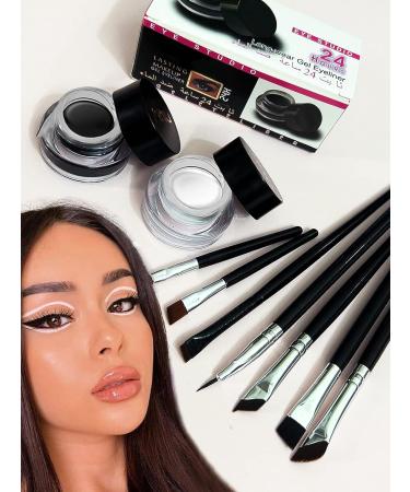 Gorvalin Black and White Gel Eyeliner Set with Brushes - Waterproof 2-in-1 Cream Eyeliner & Eyebrow Gel Kit - Buy Online on GoSupps.com