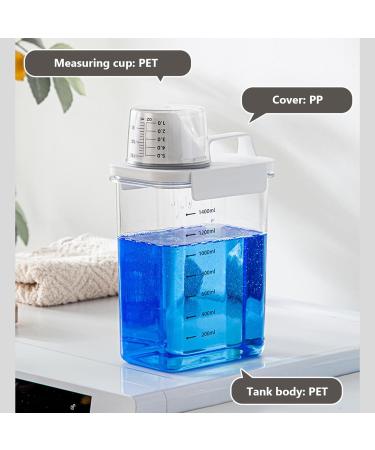 1PC Laundry Detergent Dispenser 1800ml Clear Airtight Washing Powder Dispenser with Scale and Cup Detergen Box for Solid Liquid 1800ml with scale - Buy Online on GoSupps.com