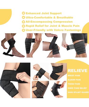 Thigh Compression Band for Men & Women | Shin Splint Relief & Knee Pain Alleviation | Ankle Calf & Leg Support with Velcro Braces (120cm - Buy Online on GoSupps.com