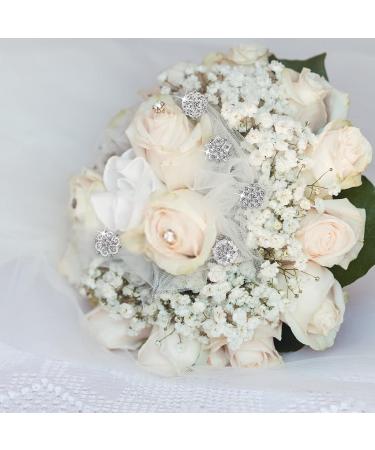 Hiceeden Lot of 24 Clear Crystal Silver Rhinestone Brooches - Bridal Wedding Bouquet Kit & DIY Decoration Gift - Buy Online on GoSupps.com