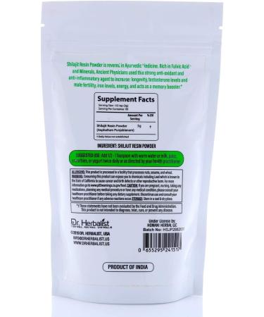 Dr. Herbalist Shilajit Powder 200g - Pure Himalayan Organic Fulvic Acid - 100% Natural Healing Supplement - Buy Online on GoSupps.com
