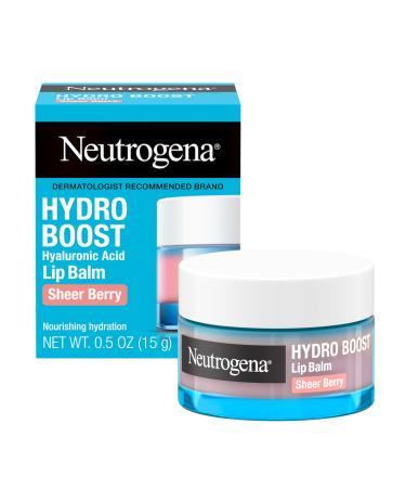 Neutrogena Hydro Boost Hyaluronic Acid Lip Balm, Nourishing Vitamin E Leaves Lips Feeling Hydrated, Sheer Pink Tinted Color with a Sweet Berry Flavor, Sheer Berry, 0.5 oz Sheer Pink 0.05 Fl Oz (Pack of 1)