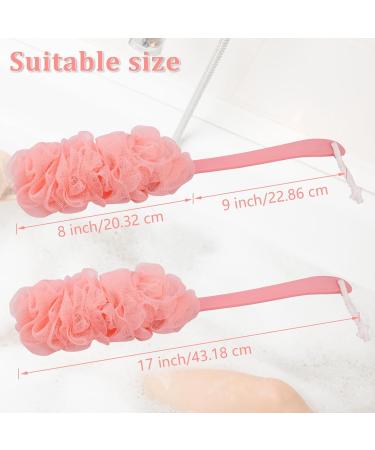 Back Scrubber Brush Shower Loofah for Men or Women 17 Body Scrubber Long Handle Sponge with Bath Brush Net Soft Mesh Back Washer Exfoliating and Removing Dead Skin Bath Scrubber (Pink) - Buy Online on GoSupps.com