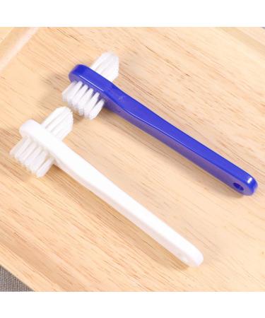 Exceart Double Prosthesis Cleaning Toothbrush - 2 Pack Durable & Portable Large Head Denture Care (White) - Buy Online on GoSupps.com