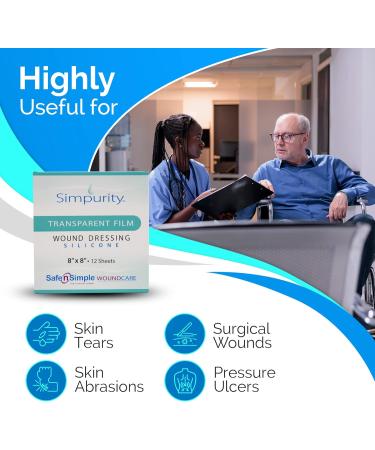 Simpurity Transparent Film Wound Dressing - Waterproof Silicone Medical Pads - 2x12 Pack for Optimal Wound Care - International Shipping Available - Buy Online on GoSupps.com