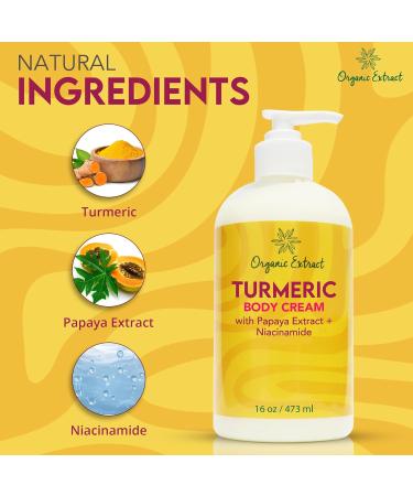 ORGANIC EXTRACT Turmeric Body Lotion - 16 fl oz / 473 ml - Deep Moisturizing Hydrating Body Moisturizer Cream - Helps Relieve Dry Skin with Long-Lasting Moisture - With Turmeric Papaya Extract - Buy Online on GoSupps.com