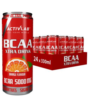 Activlab BCAA Xtra Drink Ready-to-drink Set with 24 x 330 ml doses 5000 mg BCAA in a can zero sugar Orange taste Amino acid drink Regeneration of the body and endurance orange 330 ml (24 pack)