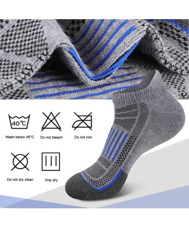 eallco Men's Low Cut Athletic Ankle Socks - Cushioned Running Tab, 6 Pack Black - Buy Online on GoSupps.com