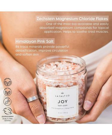 La Salt Co Joy Aromatherapy Bath Salt Soak | Pink Grapefruit & Ylang-Ylang Essential Oil | Energizing, Rejuvenating, Mood-Balancing | 16 oz - Buy Online on GoSupps.com