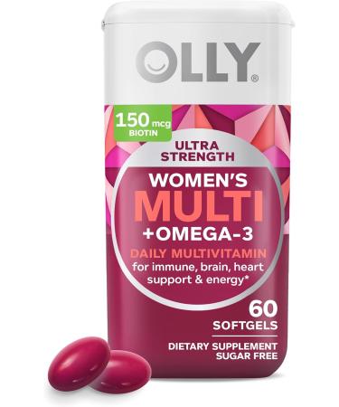 OLLY Ultra Strength Brain Softgels Nootropic Supports Healthy Brain Function Memory Focus & Ultra Women's Multi Softgels Overall Health and Immune Support Omega-3s Iron Vitamins A D - Buy Online on GoSupps.com
