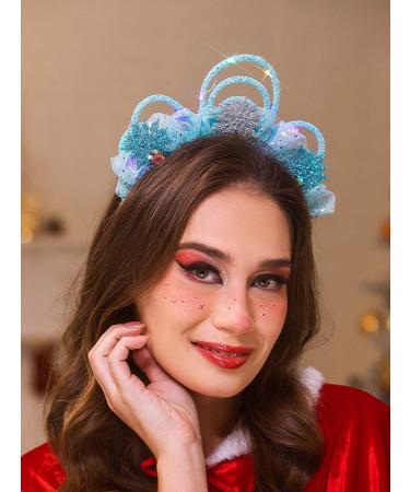 IYOU Sknowflake Headband Blue Light up Hair Hoop Costume Christmas Hair Accessories for Girls - Buy Online on GoSupps.com