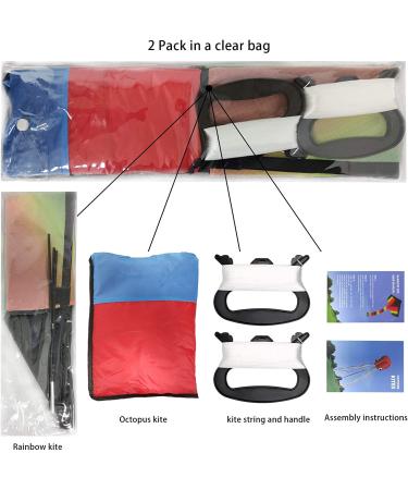 2 Pack Large Rainbow Kite & Red Mollusc Octopus for Kids Outdoor Activities | Perfect Beach Trip Gift - Buy Online on GoSupps.com