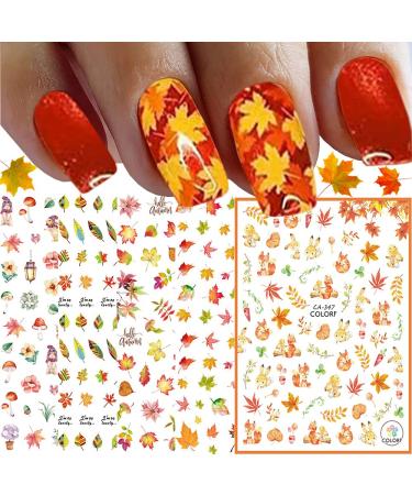 Fall Nail Stickers, 3D Self-Adhesive Autumn Nail Decals Maple Leaf Nail Art Design for Acrylic Nails Thanksgiving Nail Accessories for Women Girls Kids (8 Sheets) Fall Leave - Buy Online on GoSupps.com