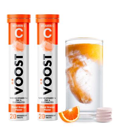 Voost, Vitamin C with Zinc and Electrolytes, 1000mg, Immune Support*, Effervescent Vitamin Drink Tablet, No Sugar + Low Calorie Supplement, Blood Orange Flavor, 40 Count