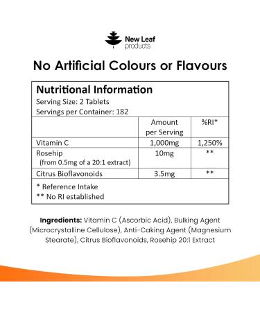Premium 1000mg Vitamin C Tablets with Bioflavonoids & Rosehip - Vegan & Vegetarian - High Strength Ascorbic Acid for Immune Support - 360 Count - Buy Online on GoSupps.com