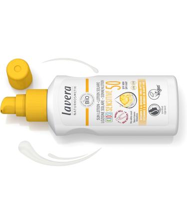 lavera KIDS' Sun Lotion Sensitive SPF 50 - sun cream for children - instant mineral protection - waterproof - vegan - natural cosmetics - 100 ml - Buy Online on GoSupps.com
