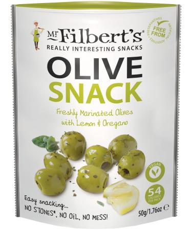 Mr Filbert's Green Olives: Lemon & Oregano 12 x 50g
