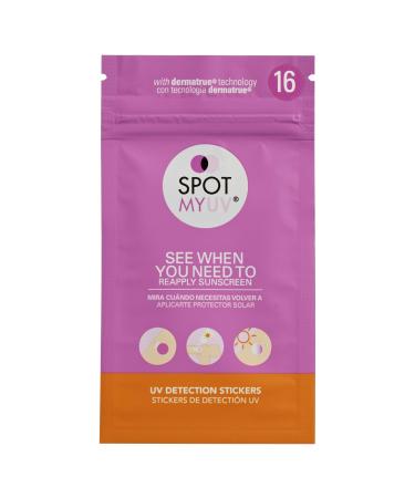SPOTMYUV 16-Count UV Stickers for Sunscreen with Patented Dermatrue SPF Sensing Technology 16 Count (Pack of 1)