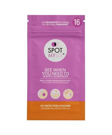 SPOTMYUV UV Detection Stickers for Sunscreen with Dermatrue Skin Mimicking Technology - 16 Count 16 Count (Pack of 1)