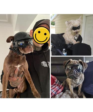 Namsan Anti-UV Dog Glasses & Pet Helmet - Windproof Eye Protection Sunglasses for Small/Medium Dogs - Cool Motorcycle Helmet Black - Buy Online on GoSupps.com