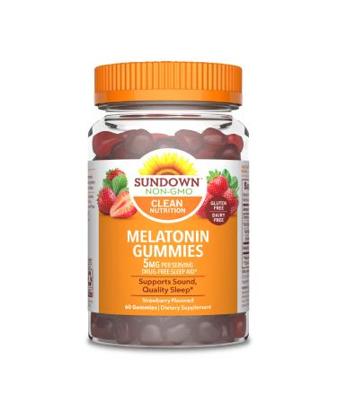 Sundown Naturals Melatonin Gummies Strawberry Flavored 5 mg 60 Gummies