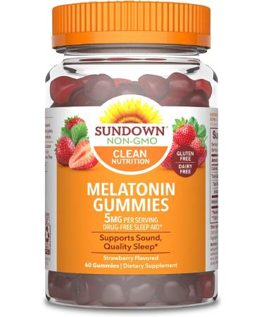 Sundown Melatonin 5mg Gummies for Sleep Support - Strawberry - 60 Gummies 