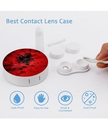 Old Grunge Albania Flag Contact Lens Travel Kit - Portable Cute Contact Box with Mirror for Daily Outdoor Use - Buy Online on GoSupps.com