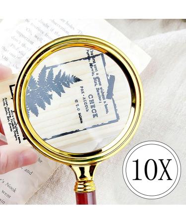 Portable Handheld Magnifier 5pcs 10X Imitation Wooden Handle Reading Aid Mirror for The Elderly 60/70/80/90/100mm Full of Stars - Buy Online on GoSupps.com