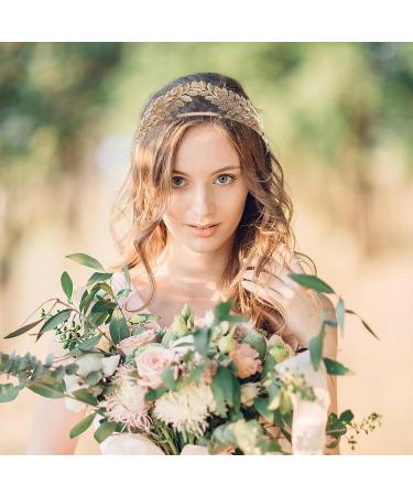Minkissy Vintage Baroque Wedding Tiara & Crown - Gold Olivezweig Headband for Women | Princess & Greek Goddess Hair Accessory - Buy Online on GoSupps.com