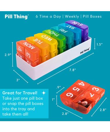 6 Times a Day Weekly Pill Organizer with Holder Tray - Multicolor Medicine Box for Vitamins & Supplements | 7 Day Pill Case - Buy Online on GoSupps.com